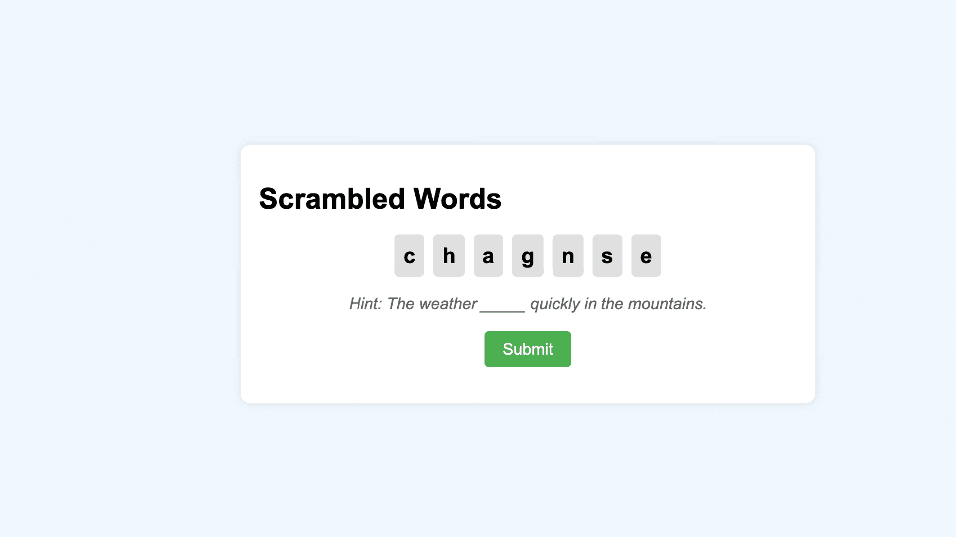 Scrambled Words